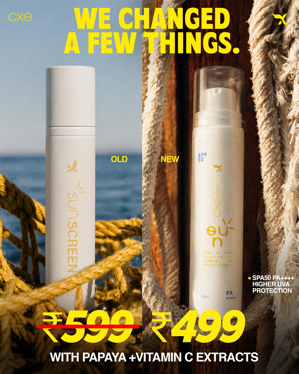 CXE Sunscreen SPF50 | PA ++++ with Vitamin C and Papaya Extracts