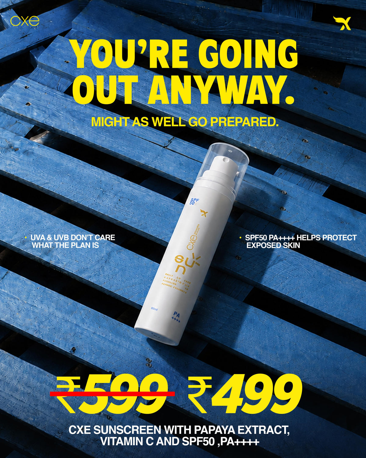 CXE Sunscreen SPF50 | PA ++++ with Vitamin C and Papaya Extracts